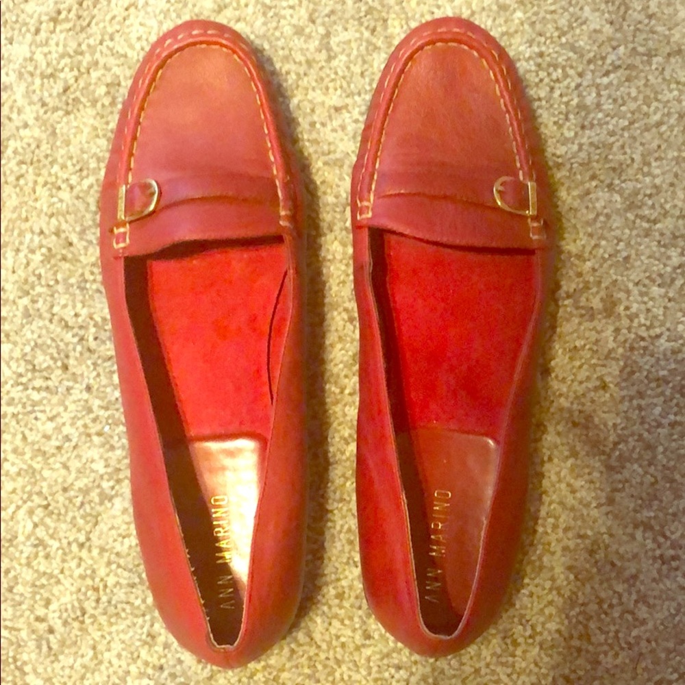Ann Marino women’s red leather flats